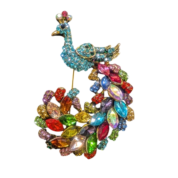 Colorful Peacock Brooch - Picture 1 of 7